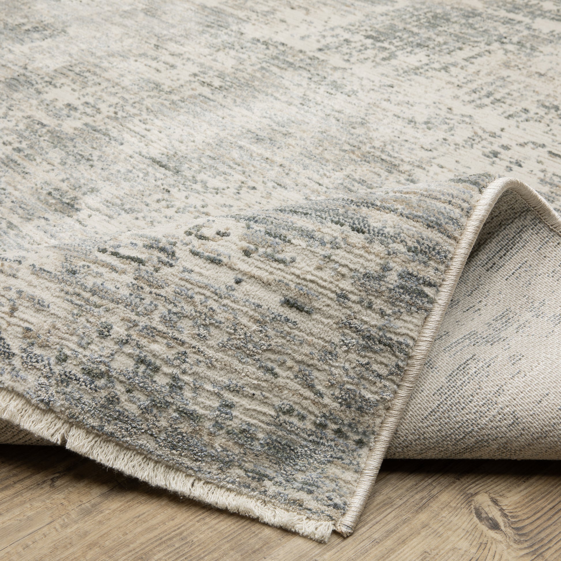 Soho Distressed Grey/ Blue Abstract Cut Pile Rug