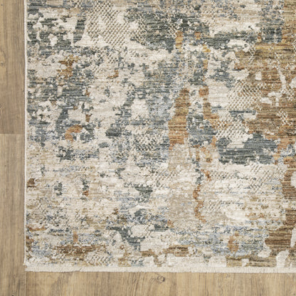 Soho Abstract Beige/ Rust Cut Pile Rug