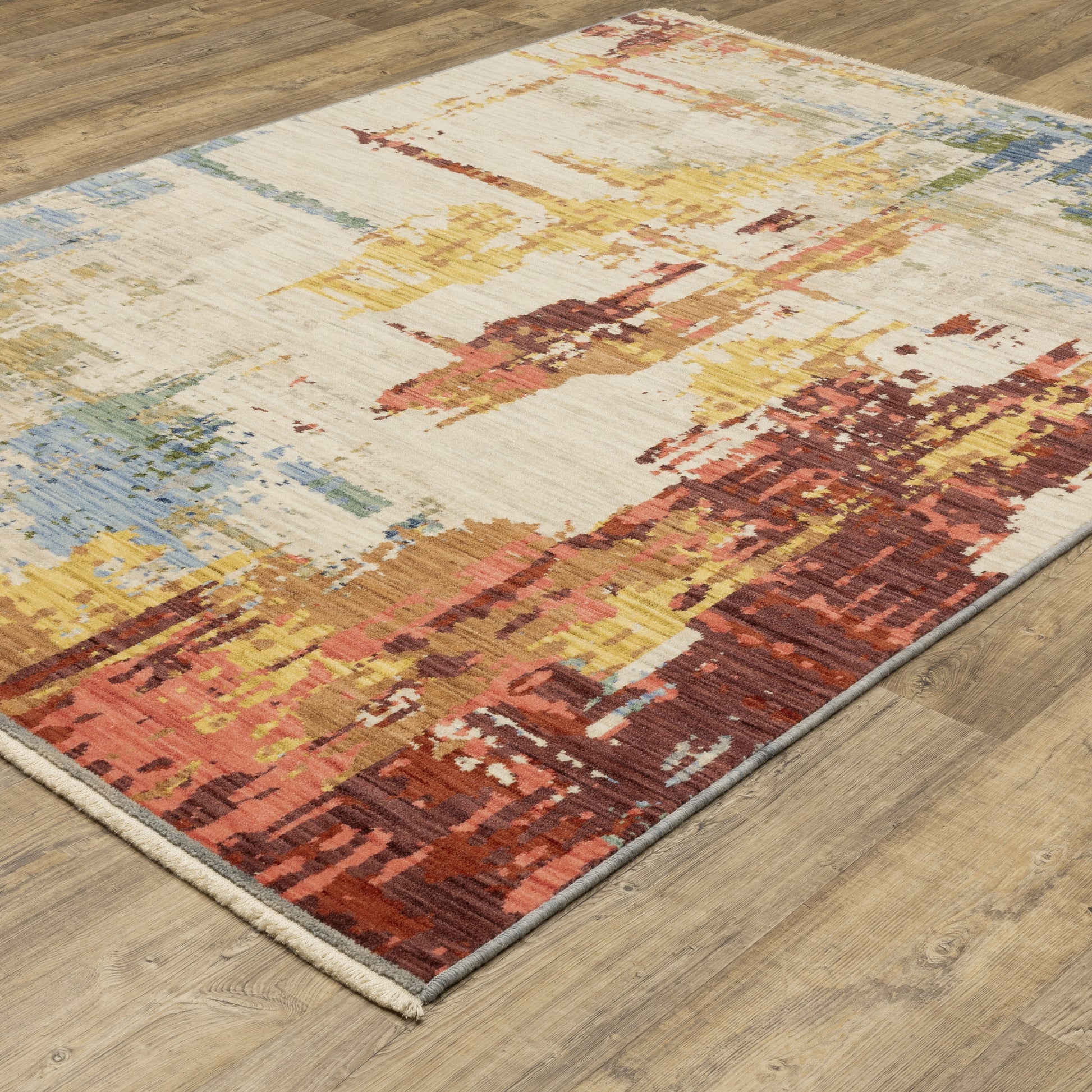 Soleri Abstract Beige/ Multi Cut Pile Rug