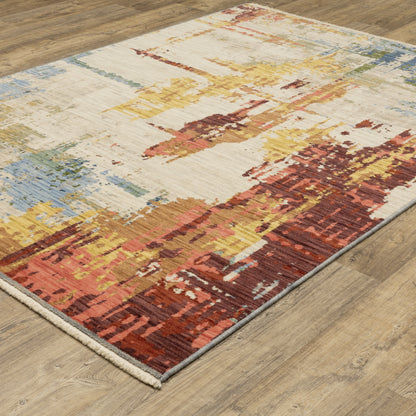 Soleri Abstract Beige/ Multi Cut Pile Rug