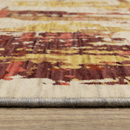 Soleri Abstract Beige/ Multi Cut Pile Rug