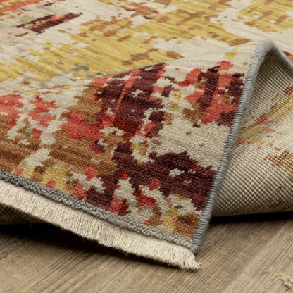 Soleri Abstract Beige/ Multi Cut Pile Rug