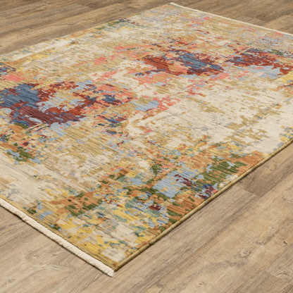 Soleri Abstract Beige/ Multi Cut Pile Rug