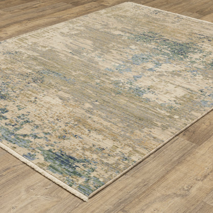 Soleri Abstract Beige/ Blue Cut Pile Rug