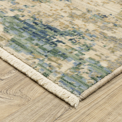 Soleri Abstract Beige/ Blue Cut Pile Rug