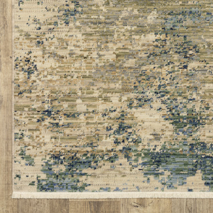 Soleri Abstract Beige/ Blue Cut Pile Rug