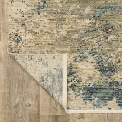 Soleri Abstract Beige/ Blue Cut Pile Rug