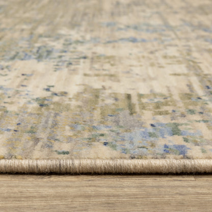 Soleri Abstract Beige/ Blue Cut Pile Rug