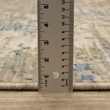 Soleri Abstract Beige/ Blue Cut Pile Rug