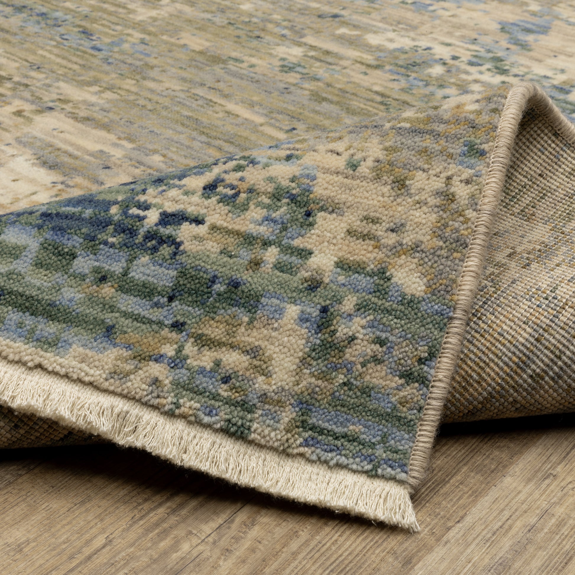 Soleri Abstract Beige/ Blue Cut Pile Rug