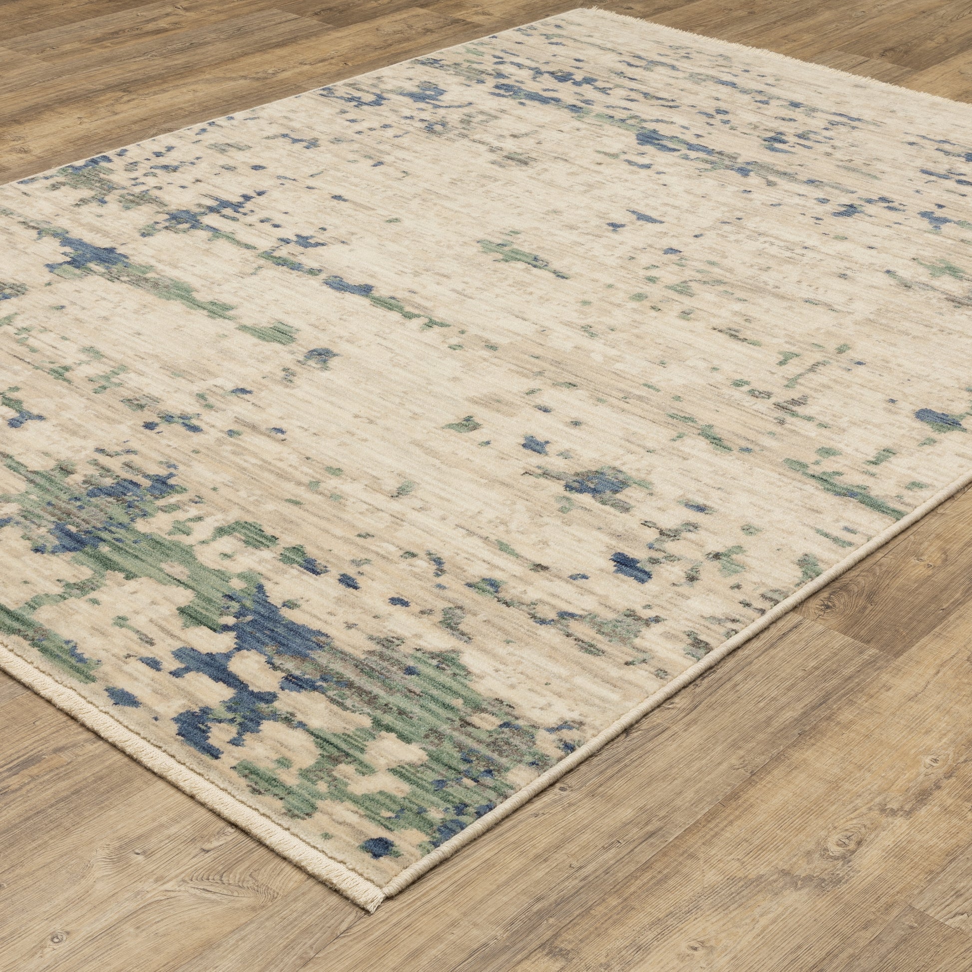 Soleri Abstract Beige/ Green Cut Pile Rug