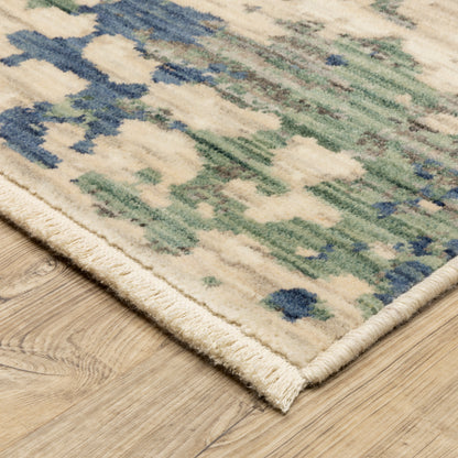 Soleri Abstract Beige/ Green Cut Pile Rug