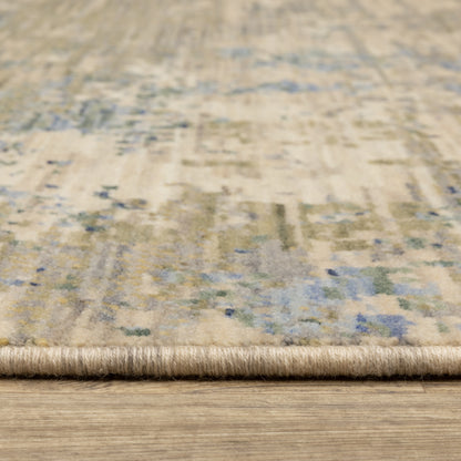 Soleri Abstract Beige/ Green Cut Pile Rug