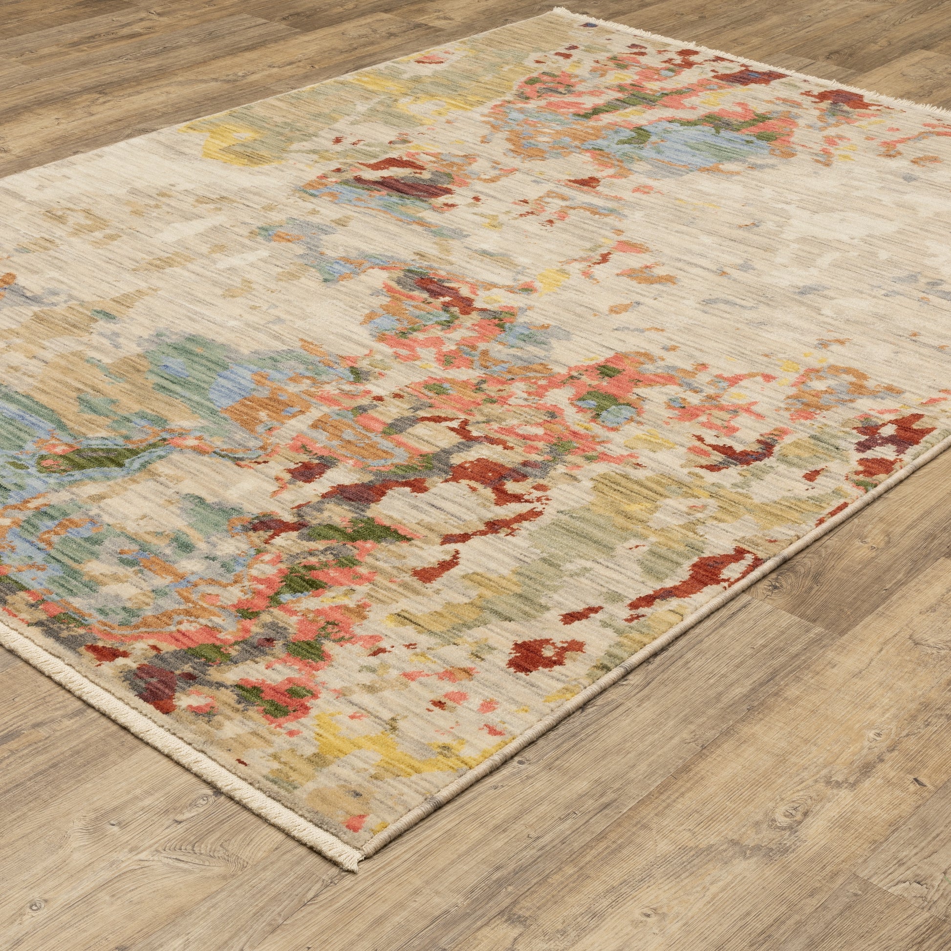 Soleri Abstract Beige/ Multi Cut Pile Rug