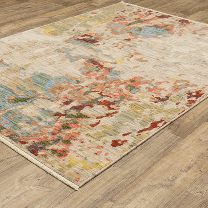 Soleri Abstract Beige/ Multi Cut Pile Rug