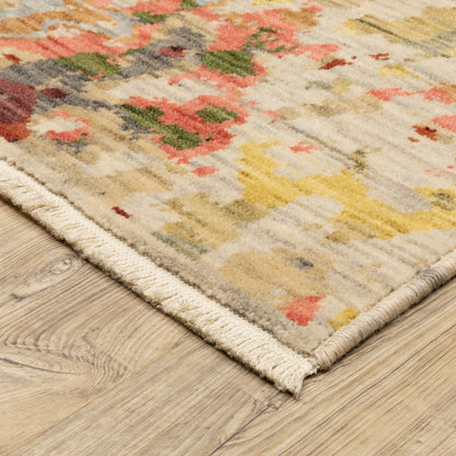 Soleri Abstract Beige/ Multi Cut Pile Rug