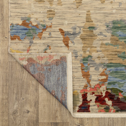 Soleri Abstract Beige/ Multi Cut Pile Rug