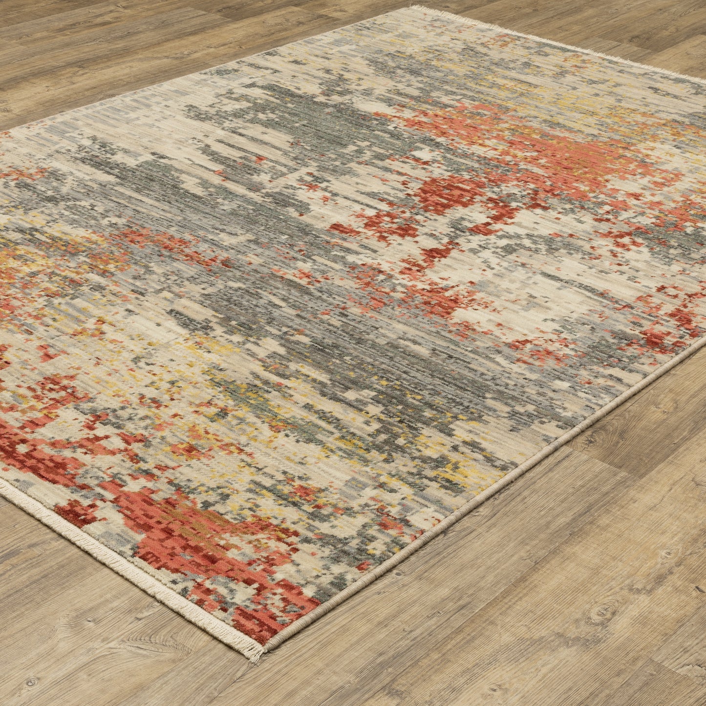 Soleri Abstract Beige/ Pink Cut Pile Rug