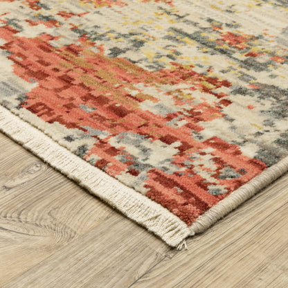 Soleri Abstract Beige/ Pink Cut Pile Rug