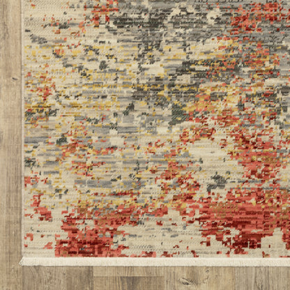 Soleri Abstract Beige/ Pink Cut Pile Rug