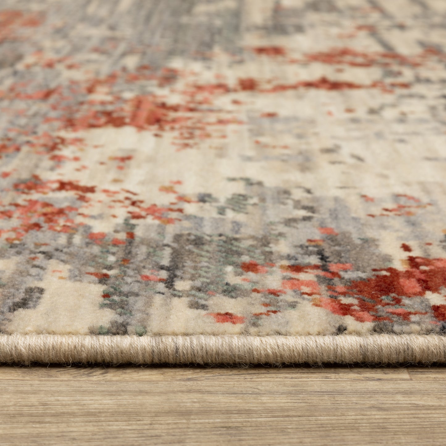 Soleri Abstract Beige/ Pink Cut Pile Rug
