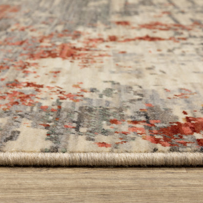 Soleri Abstract Beige/ Pink Cut Pile Rug