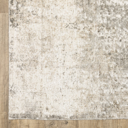Solstice Abstract Grey/ Beige Mixed Pile Rug