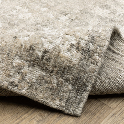 Solstice Abstract Grey/ Beige Mixed Pile Rug