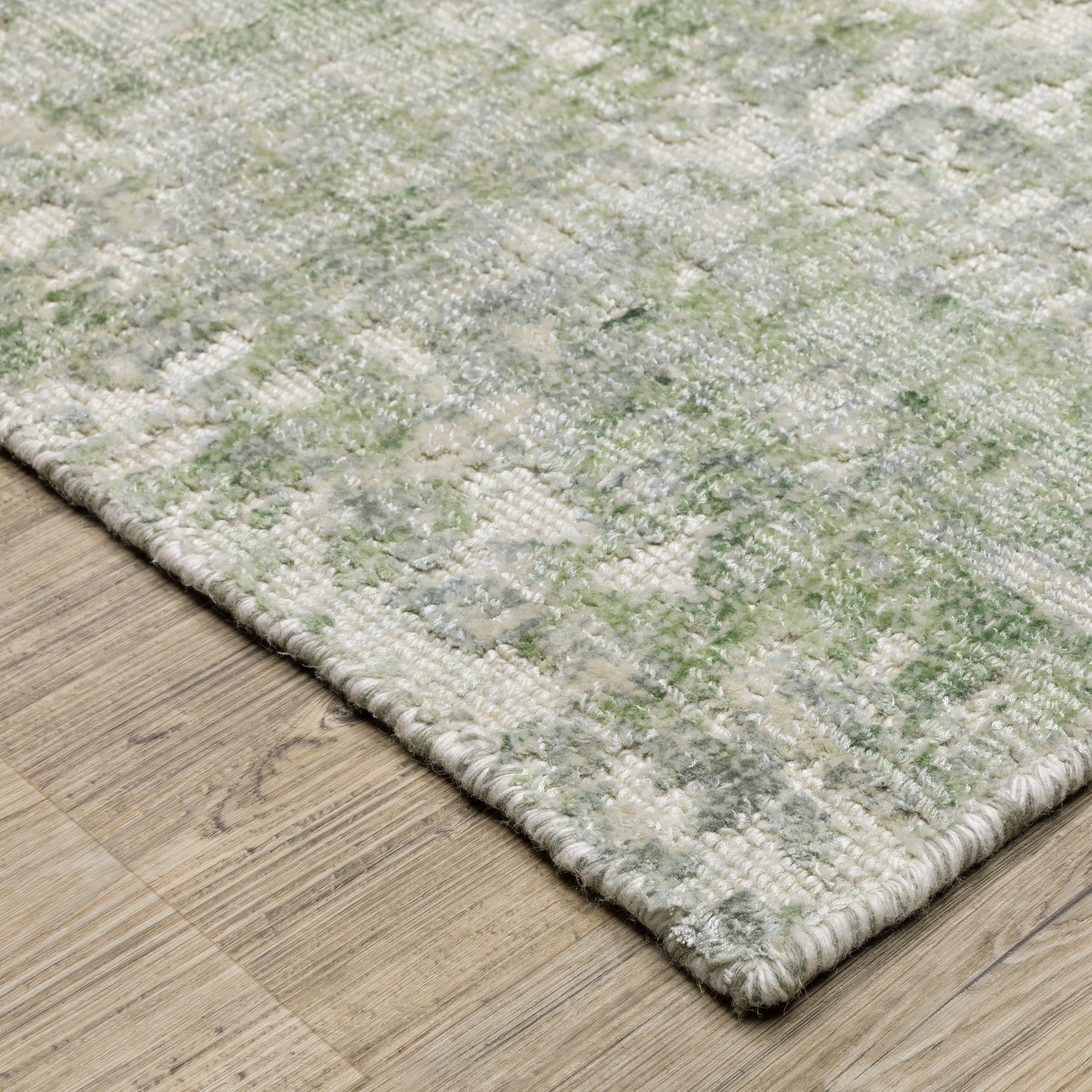 Solstice Abstract Green/ Grey Mixed Pile Rug