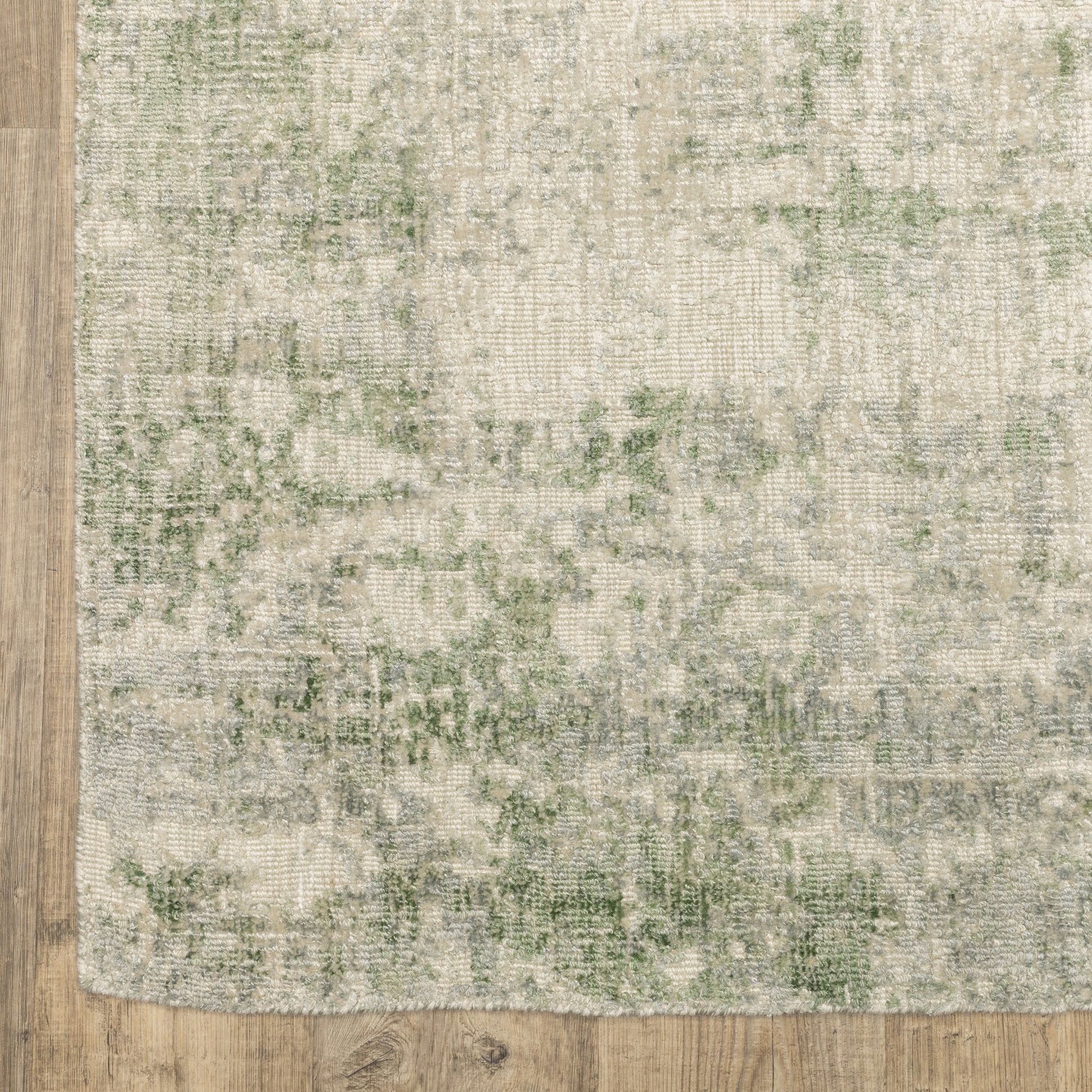 Solstice Abstract Green/ Grey Mixed Pile Rug