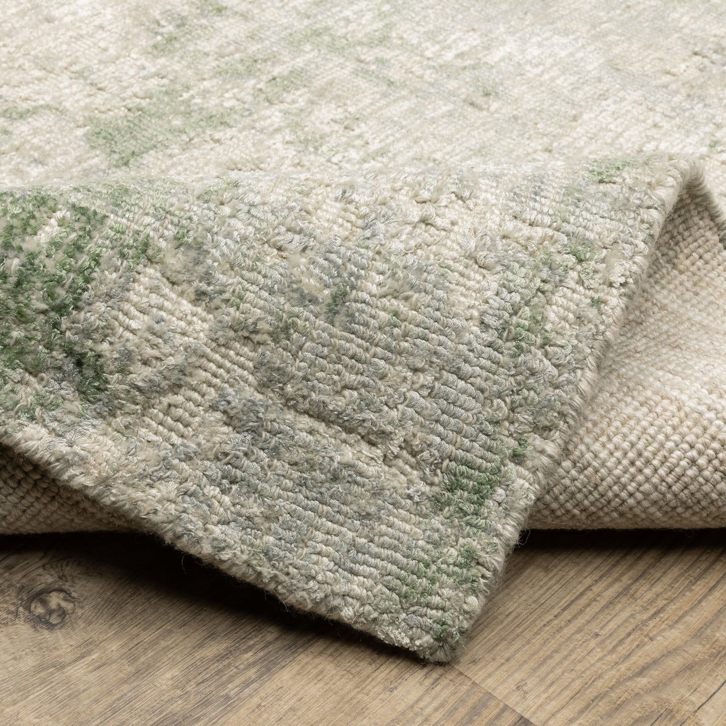 Solstice Abstract Green/ Grey Mixed Pile Rug
