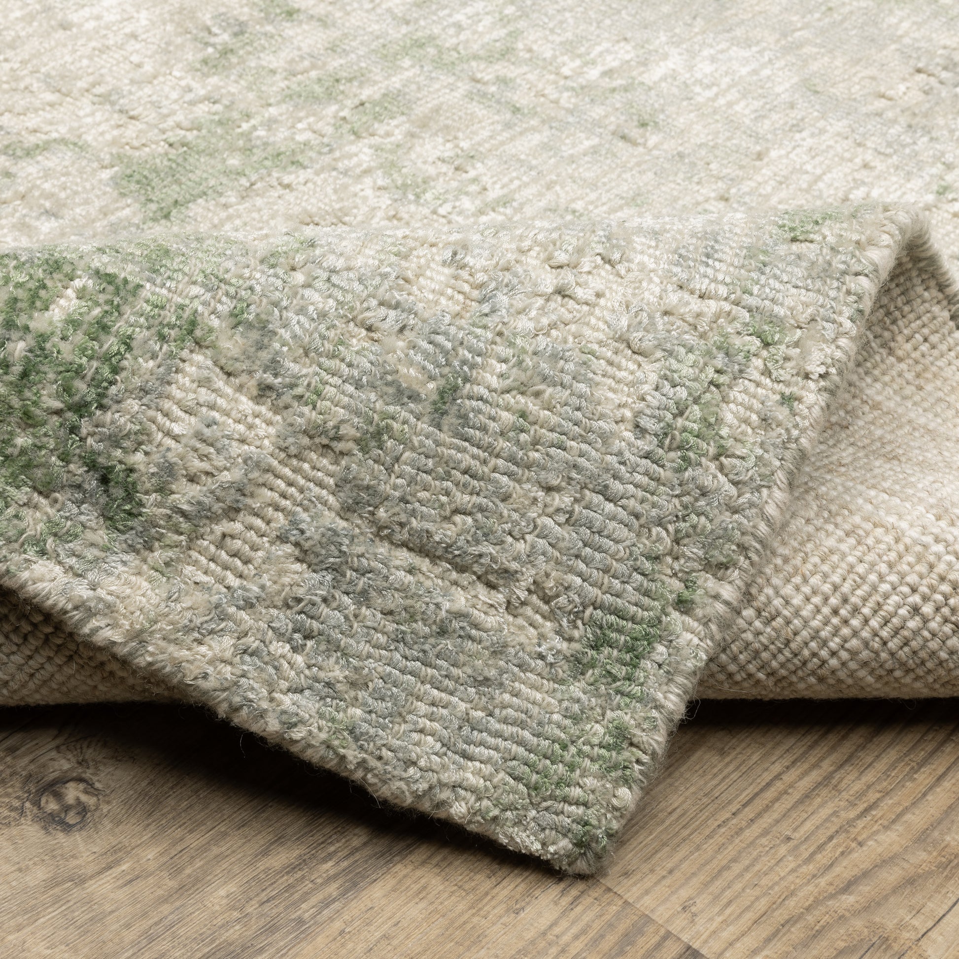 Solstice Abstract Green/ Grey Mixed Pile Rug