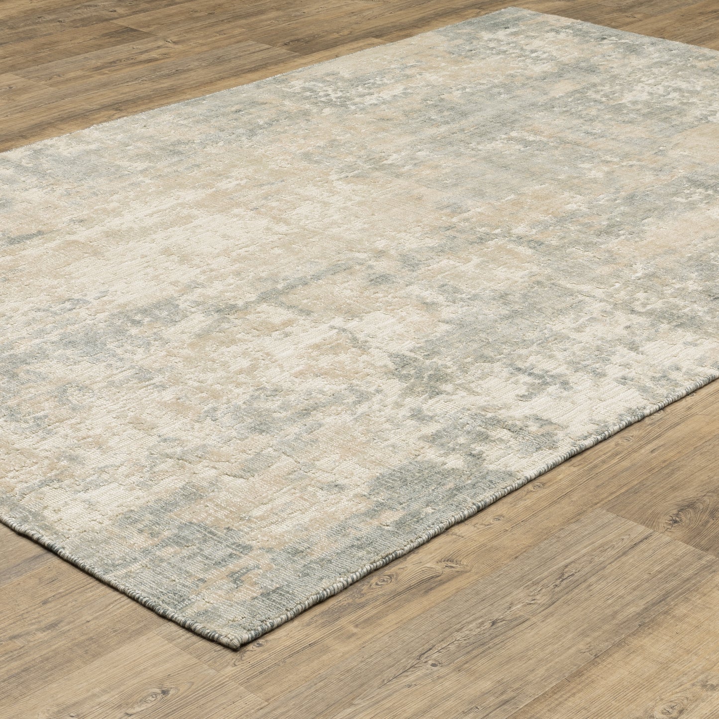Solstice Abstract Blue/ Beige Mixed Pile Rug