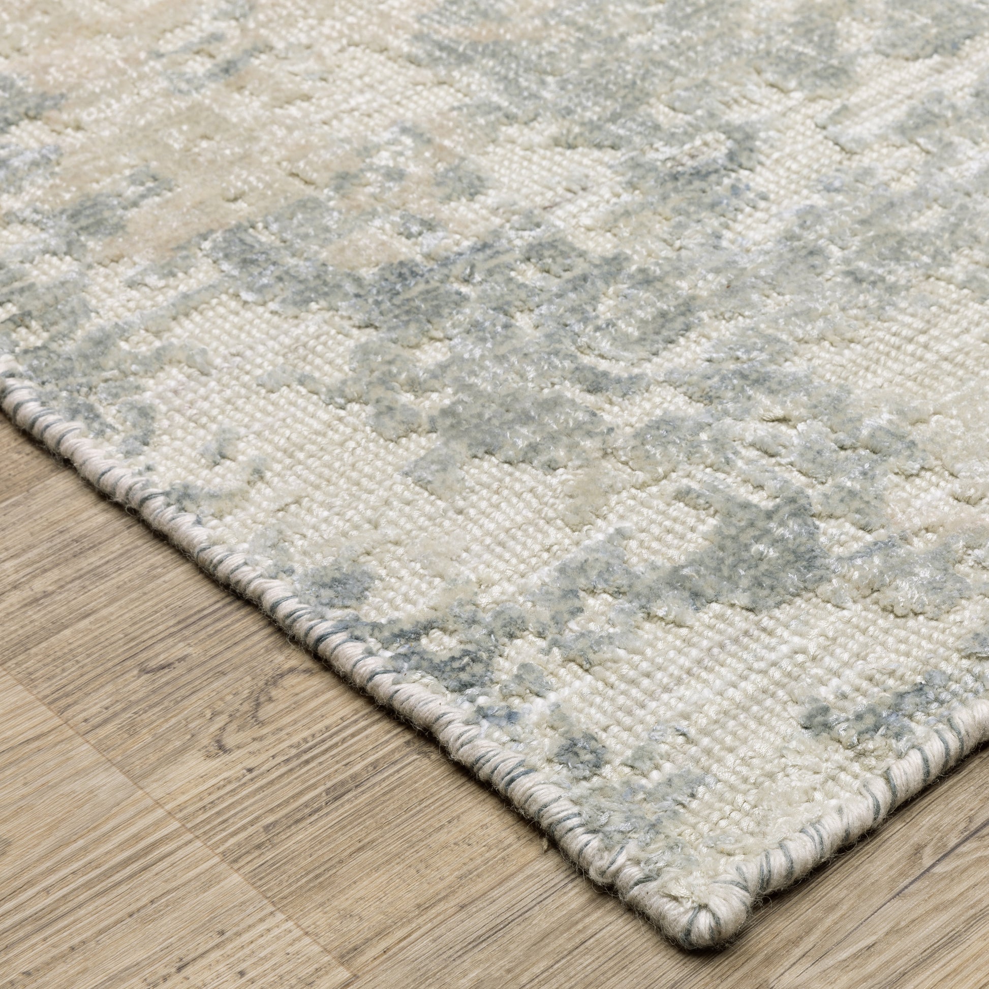 Solstice Abstract Blue/ Beige Mixed Pile Rug