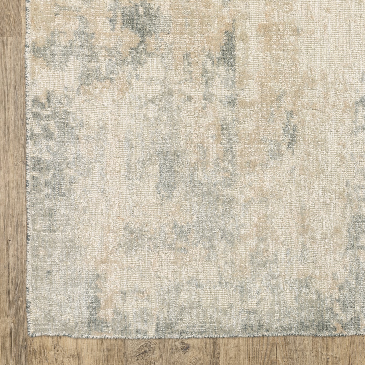 Solstice Abstract Blue/ Beige Mixed Pile Rug