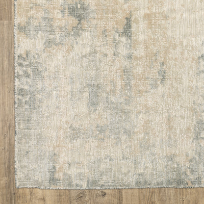 Solstice Abstract Blue/ Beige Mixed Pile Rug