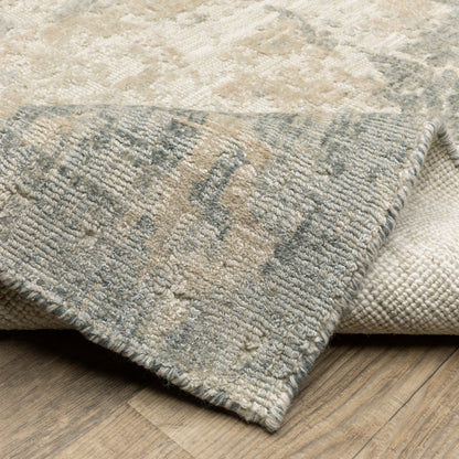 Solstice Abstract Blue/ Beige Mixed Pile Rug