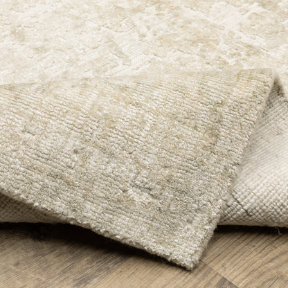 Solstice Abstract Ivory/ Beige Mixed Pile Rug