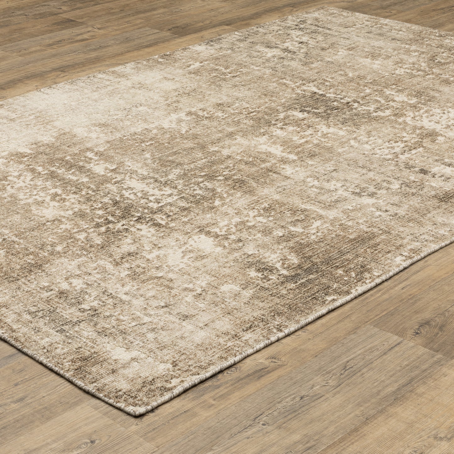 Solstice Abstract Brown/ Beige Mixed Pile Rug