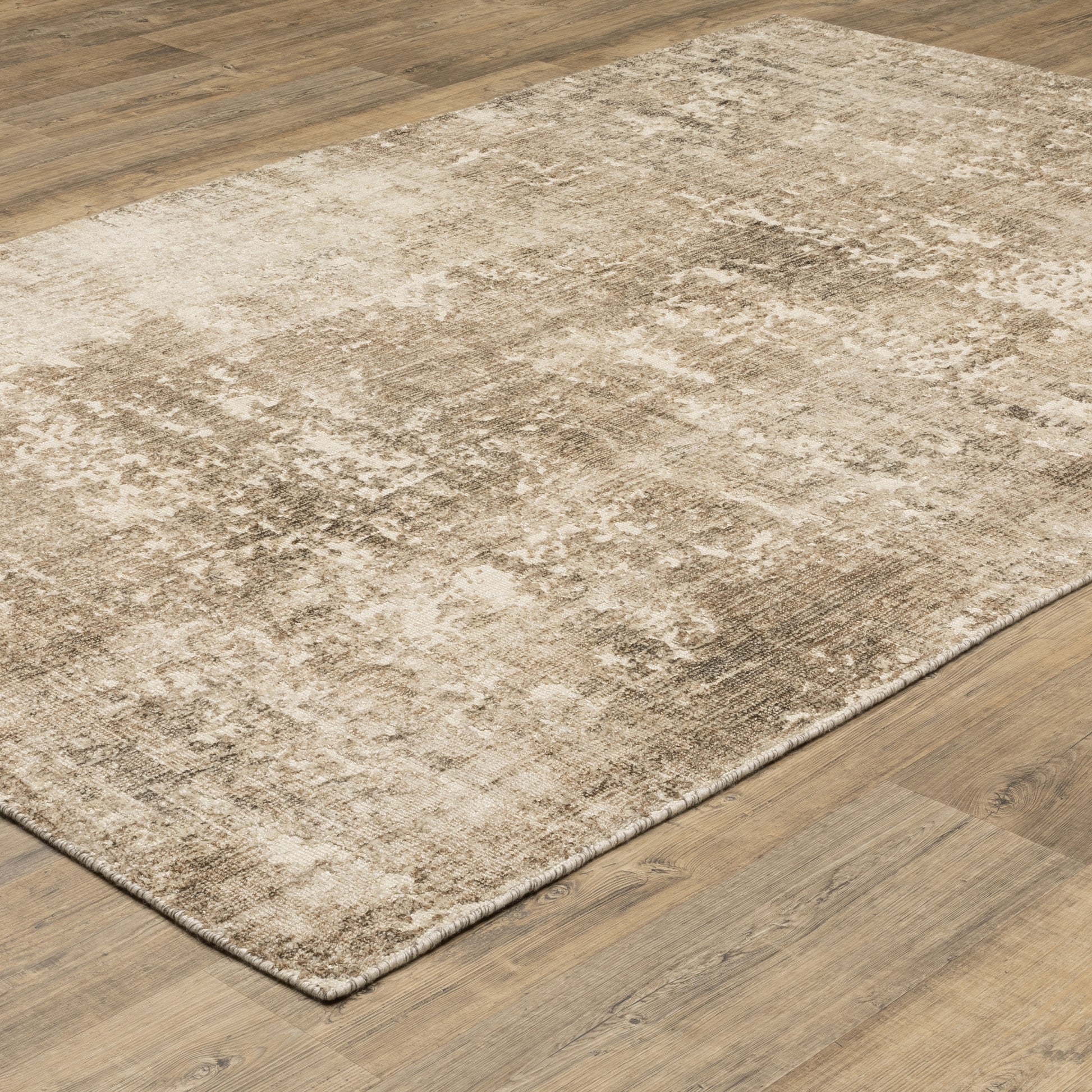 Solstice Abstract Brown/ Beige Mixed Pile Rug