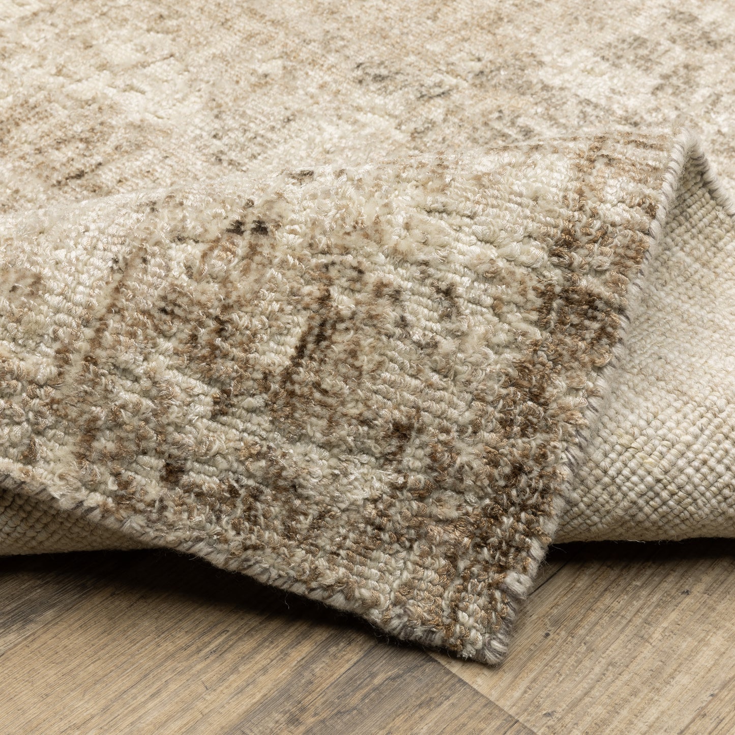 Solstice Abstract Brown/ Beige Mixed Pile Rug