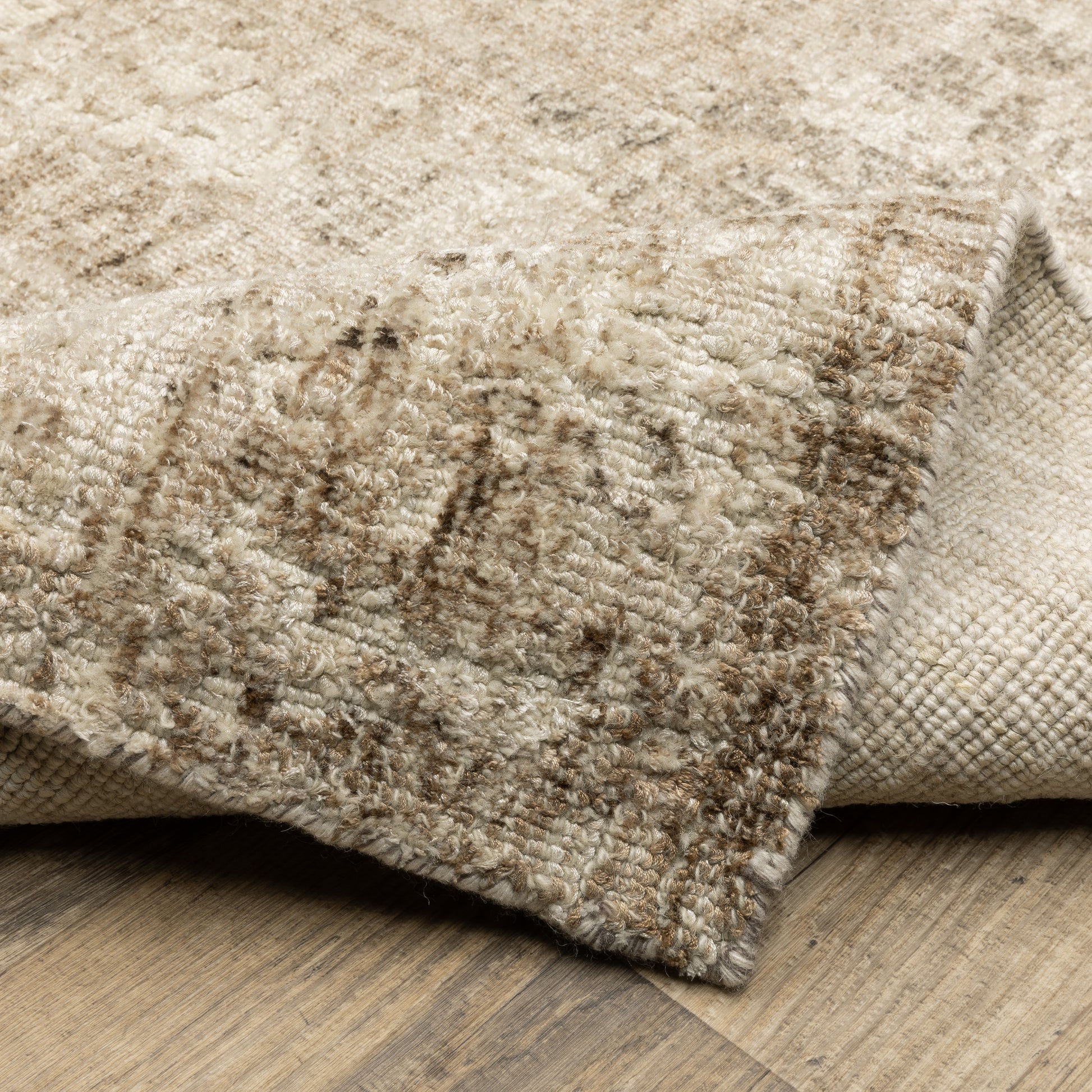 Solstice Abstract Brown/ Beige Mixed Pile Rug