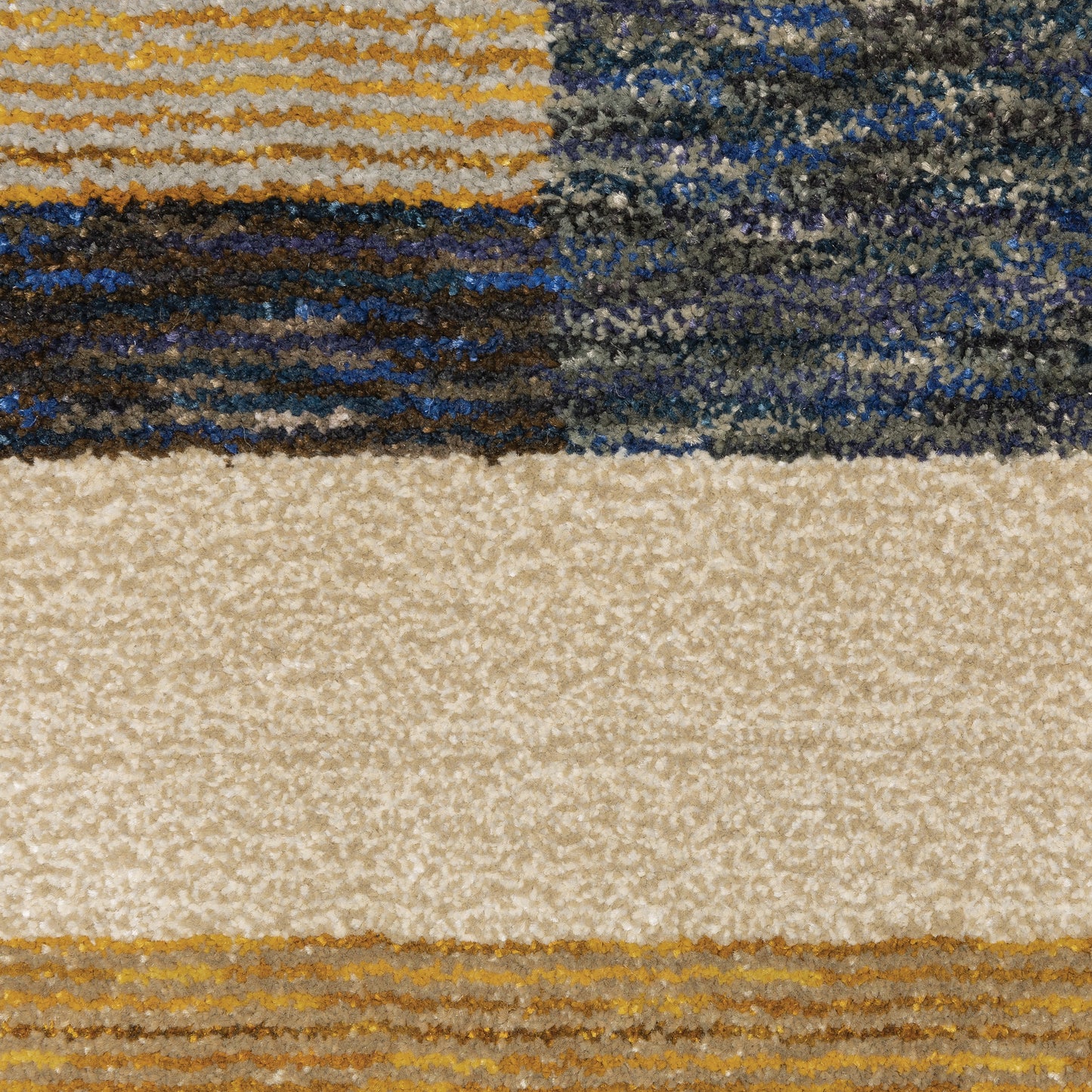 Strada Geometric Gold/ Blue Cut Pile Rug