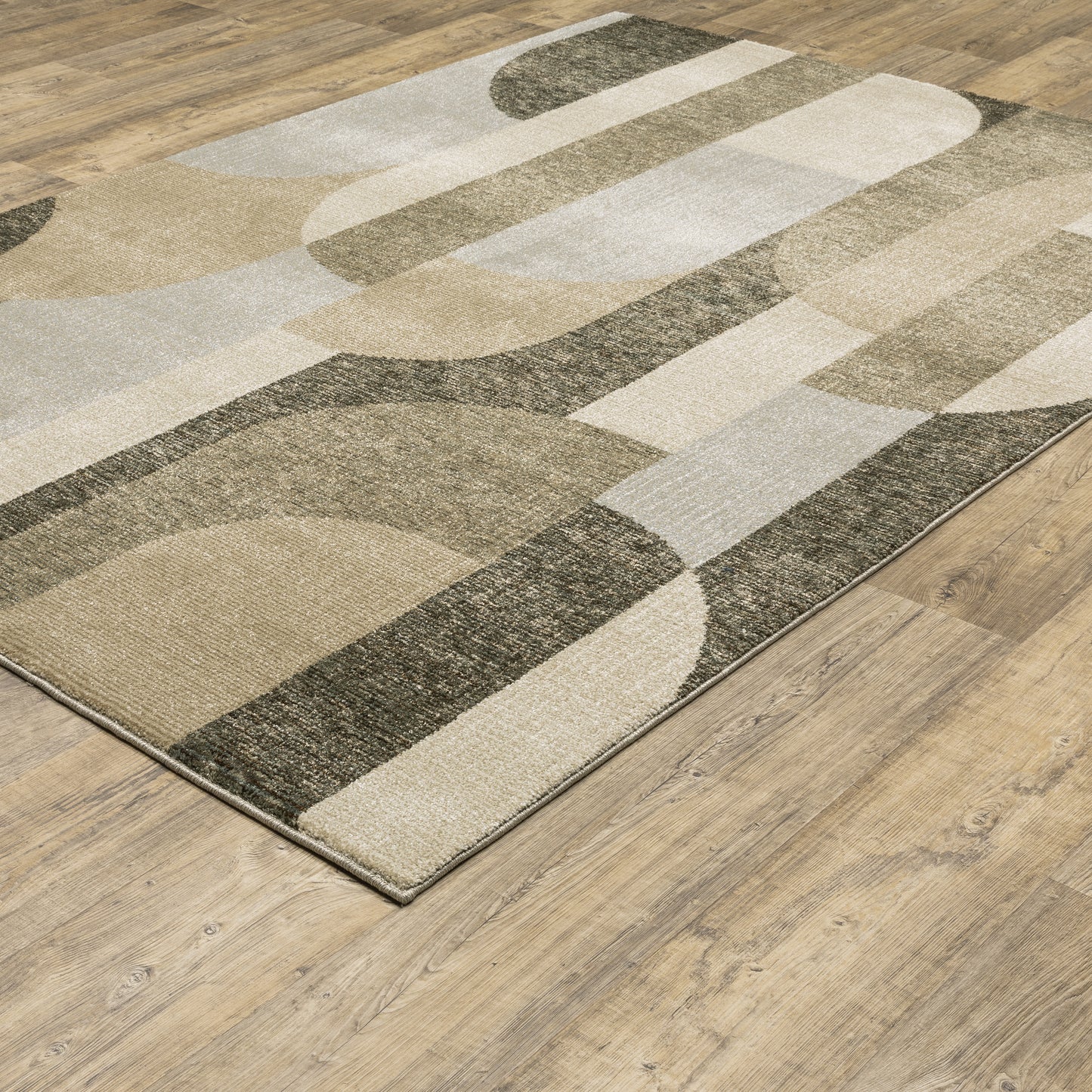 Strada Geometric Brown/ Beige Cut Pile Rug