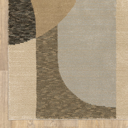Strada Geometric Brown/ Beige Cut Pile Rug