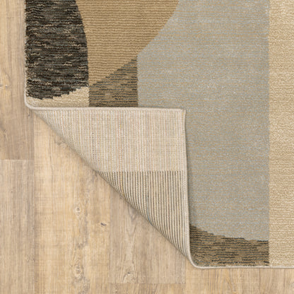 Strada Geometric Brown/ Beige Cut Pile Rug