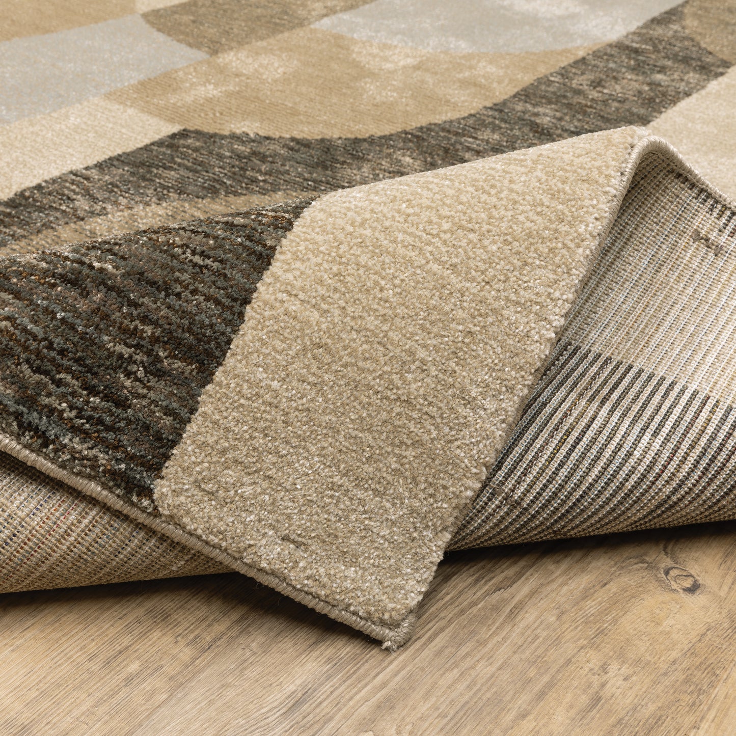 Strada Geometric Brown/ Beige Cut Pile Rug
