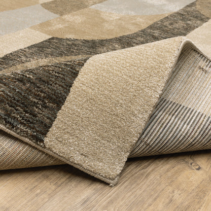 Strada Geometric Brown/ Beige Cut Pile Rug