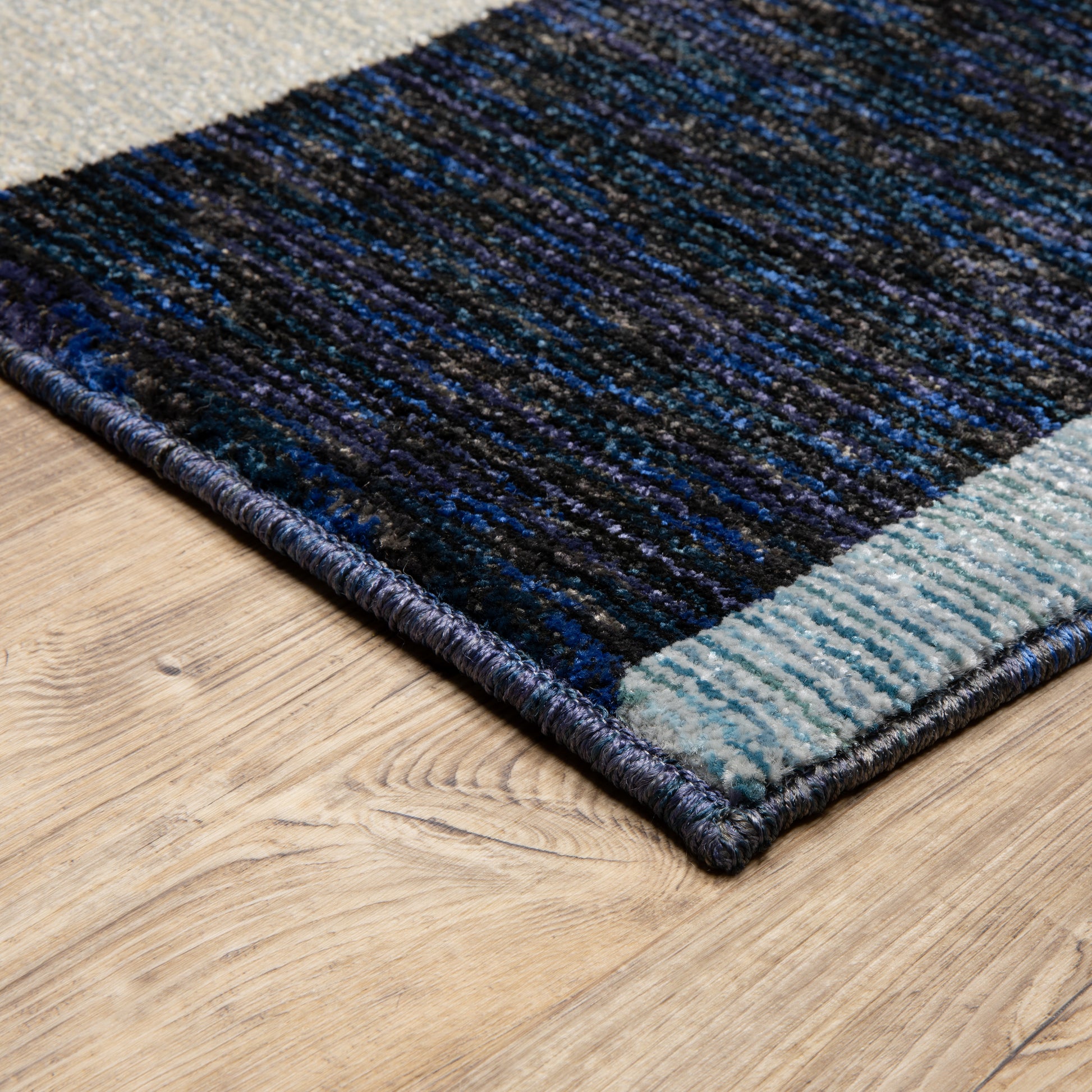 Strada Geometric Blue/ Grey Cut Pile Rug