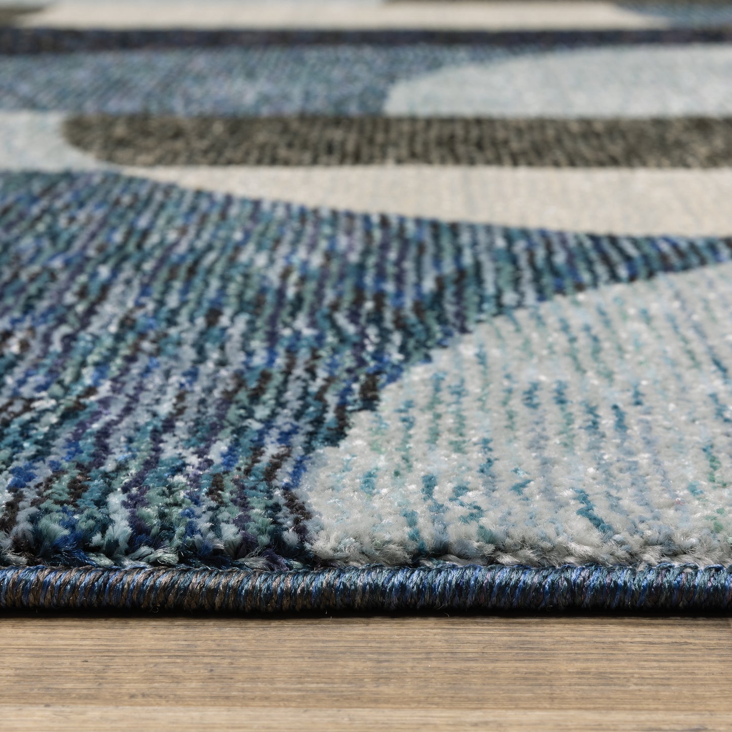 Strada Geometric Blue/ Grey Cut Pile Rug
